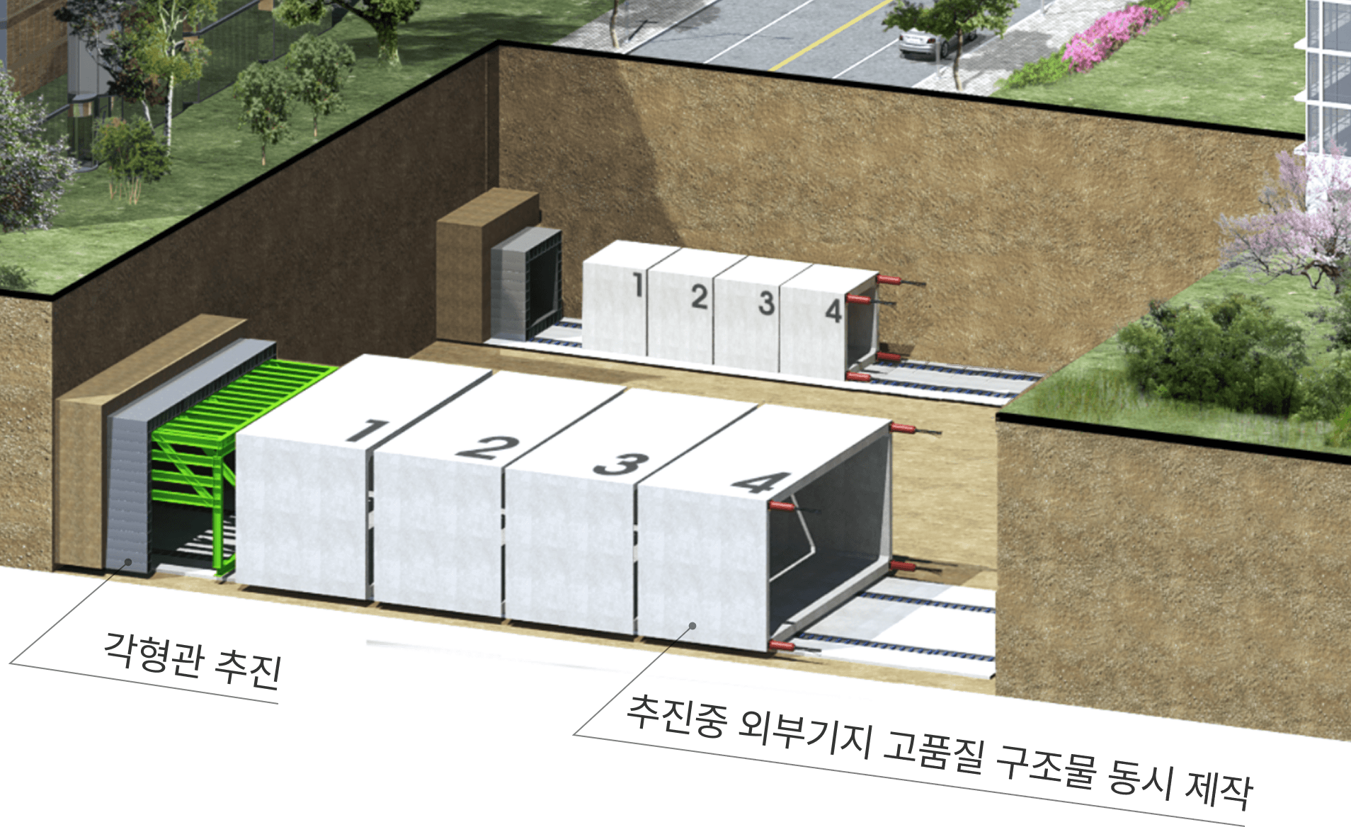 구조물 동시제작을 통해 공기단축